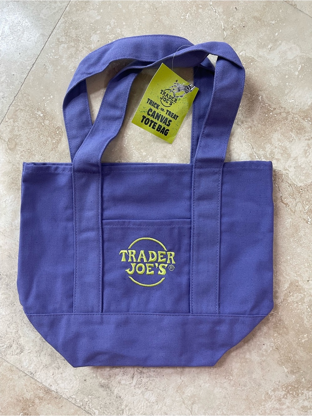 NWT Trader Joe's Purple Canvas Tote Bag with Logo